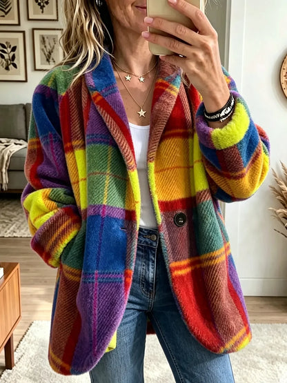 Manteau à Carreaux Multicolore