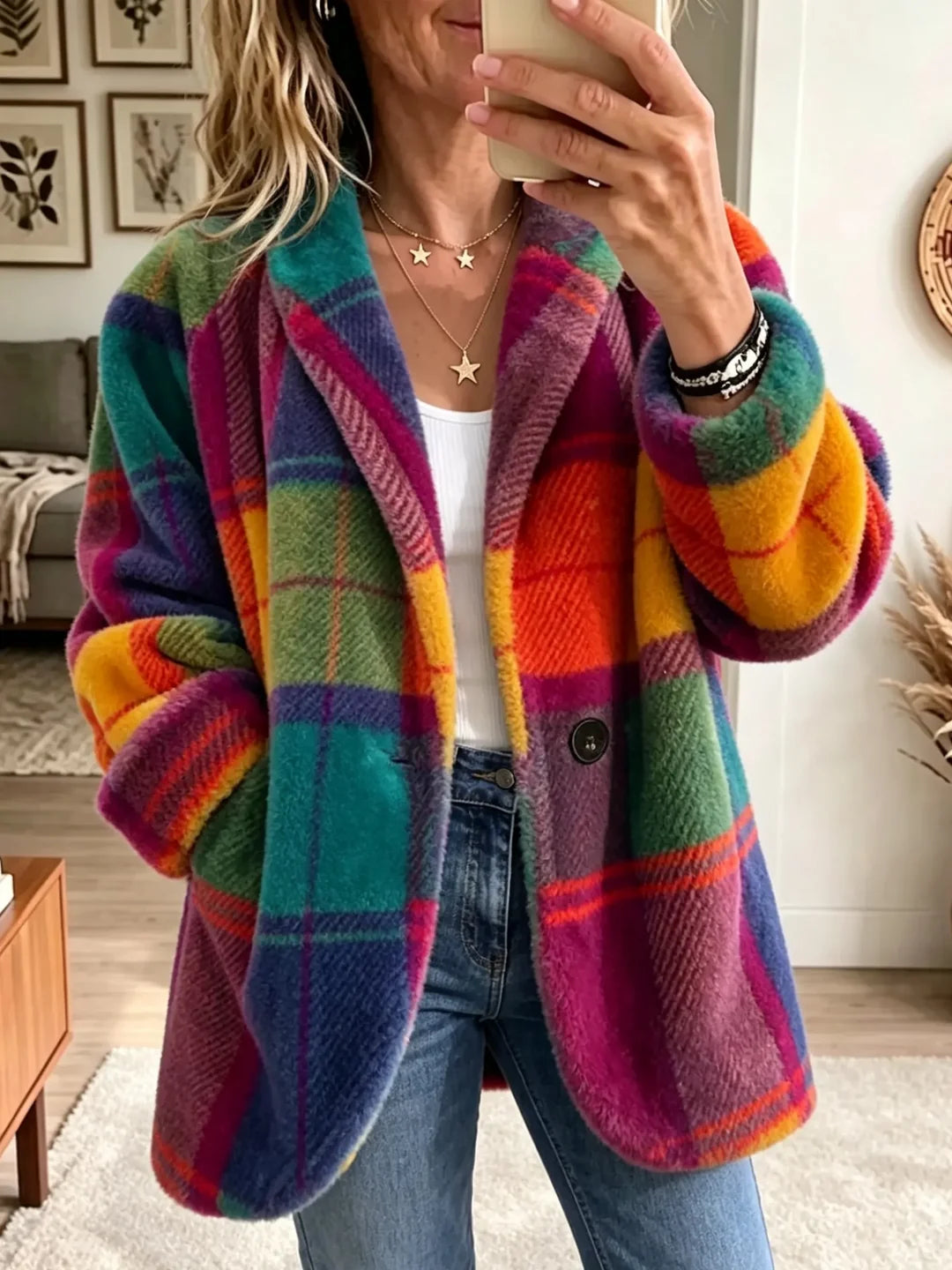 Manteau à Carreaux Multicolore