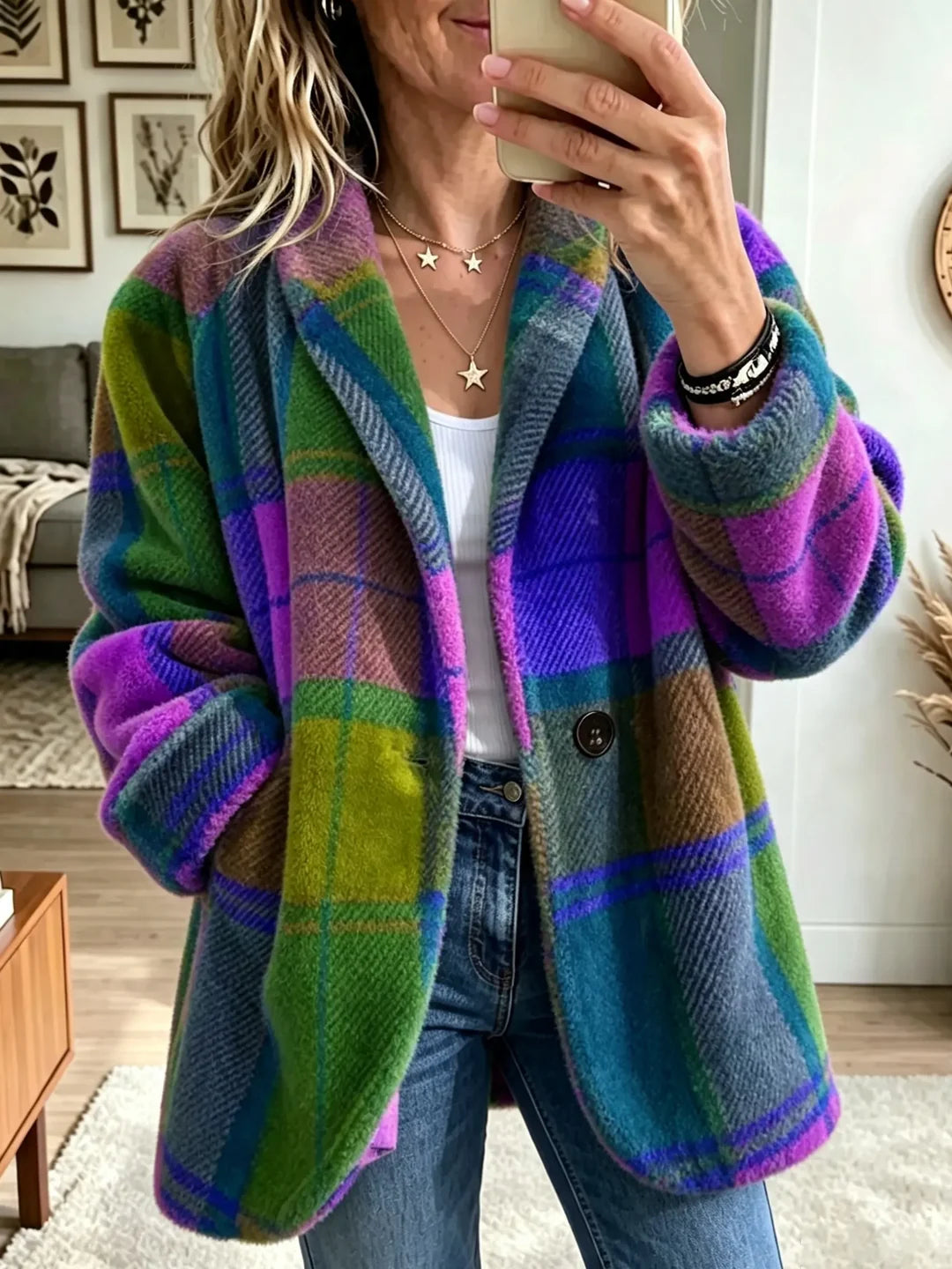 Manteau à Carreaux Multicolore